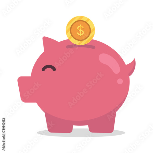 Piggy Bank Flat With Shadow