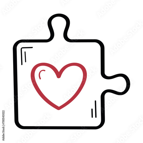 Puzzle With Heart Doodle Style
