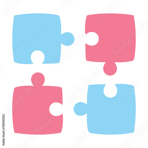 Puzzle Pieces Red And Blue