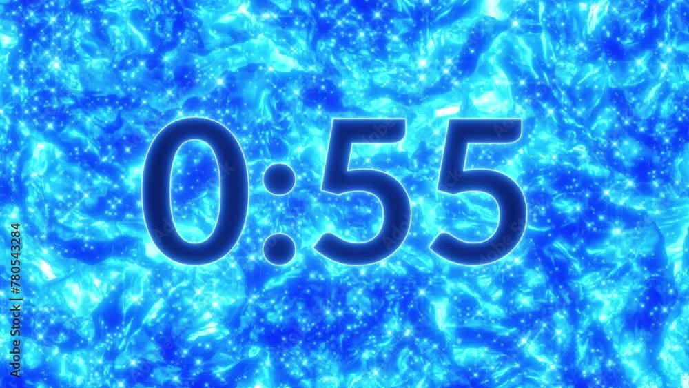 60 second countdown in real time. Neon blue numbers timer 60 second countdown in real time. Neon blue numbers timer