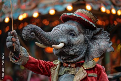 Carnival Elephant Puppeteer Performance in Vibrant Colors photo