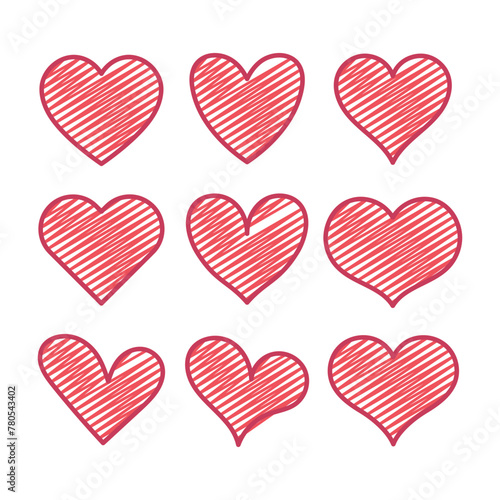 Red Hearts Sketchy Style