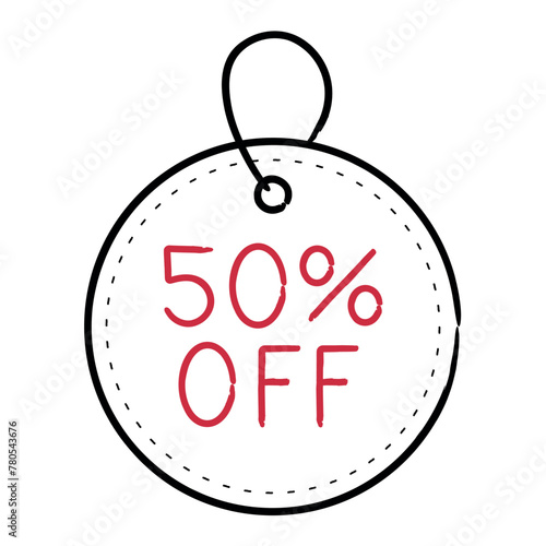 Sales Tag Round 50 Percent Off