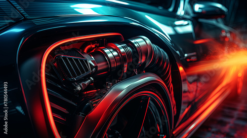 Studio-lit ambiance highlights the intricacies of a high-performance vehicle's customized intake manifold
