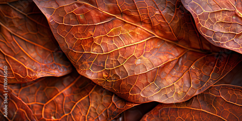 Autumn Leaves Close-up  Intricate Vein Patterns and Warm Tones