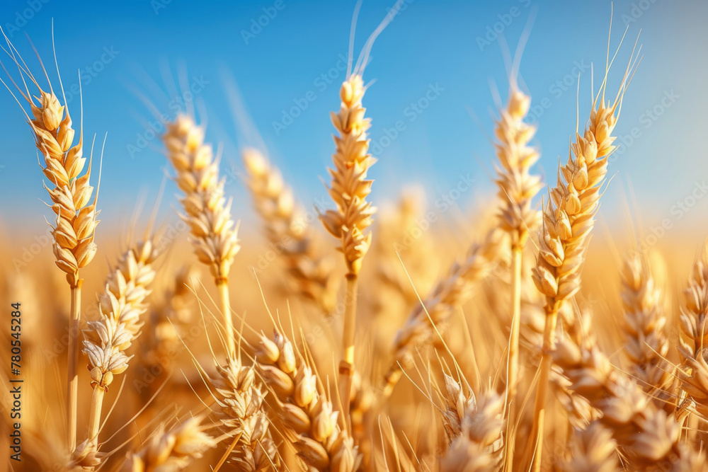 Golden Wheat Field at Sunset: Serene Agriculture Landscape Golden Wheat Field at Sunset: Serene Agriculture Landscape