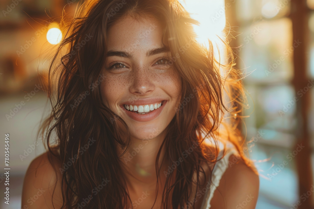 Radiant Young Woman Enjoying Golden Hour Brilliance Radiant Young Woman Enjoying Golden Hour Brilliance