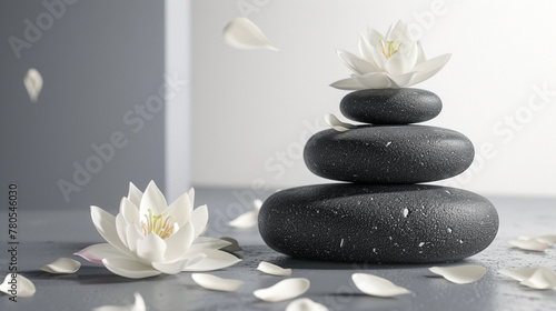 Zen Stones with Lotus Flowers