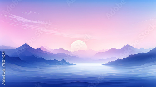 Digital purple and blue mountains wave abstract graphic poster web page PPT background © yonshan