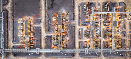 Oil refinery plant, Aerial view of oil and gas petrochemical industrial.