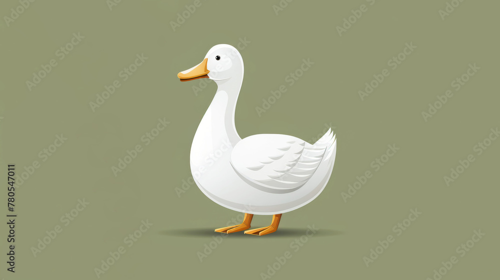 Illustration of the profile of a white duck isolated on green Illustration of the profile of a white duck isolated on green