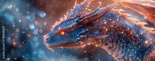Dragon, scales like jewels, ancient guardian gliding among the celestial kingdoms, 3D render
