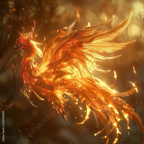 Phoenix, Fiery feathers, Rising from ashes, Overcoming inner turmoil © Katawut