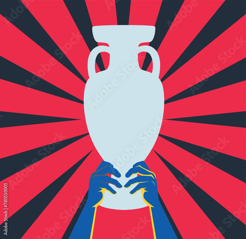 Vector trophy of the European Football Championship 2024 in Germany vector illustration.