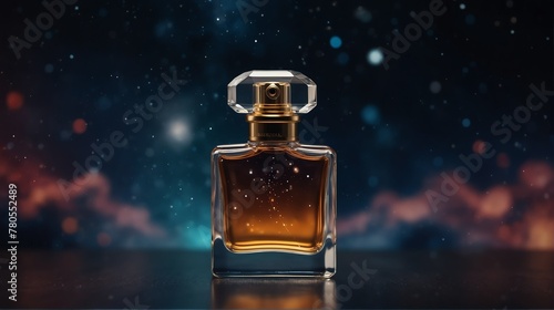 space cosmos background with beautiful woman perfume b cecf-fe-cb-da-fdffbddfield background with beautiful glass for womens perfume bottle from Generative AI