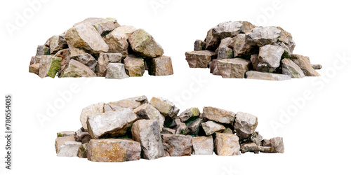 Pile of rock isolated on white