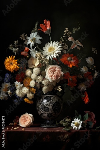 Beautiful fantasy vintage flower, digital background © mahdee