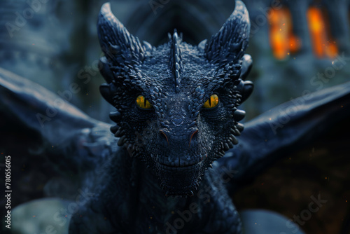 Retrato de dragón de escamas azules. photo