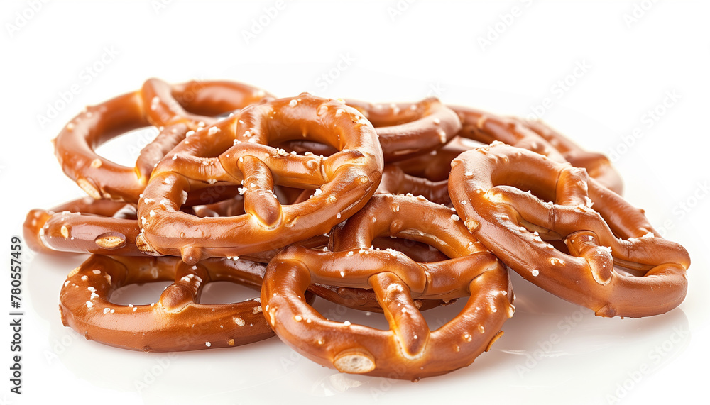 Stack of pretzels on white Stack of pretzels on white