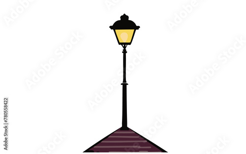 illustrazione di lampione da esterno illuminato photo