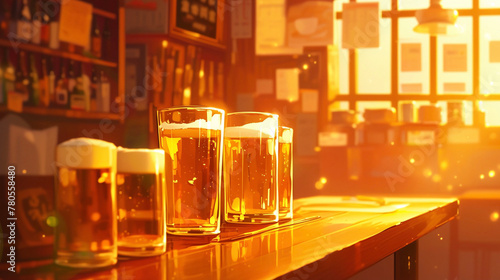 バーで飲むビール　Generative AI