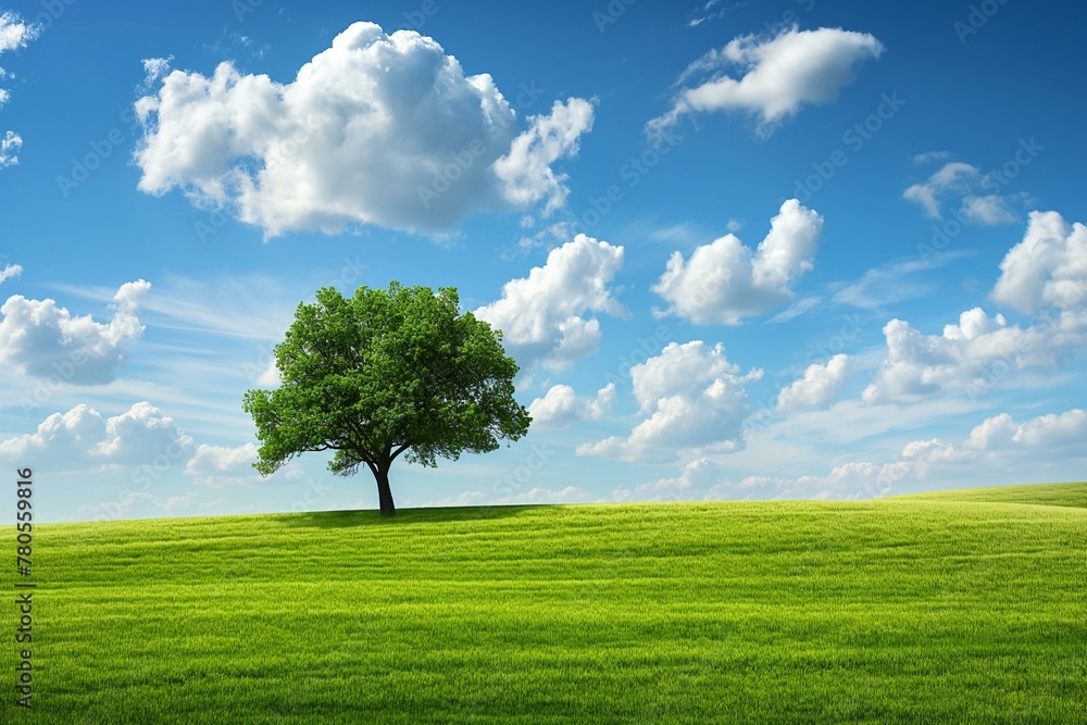 Obraz premium Green Field With Tree