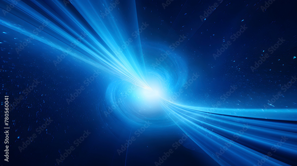 Fototapeta premium Digital blue glowing vortex lines waves abstract graphic poster web page PPT background