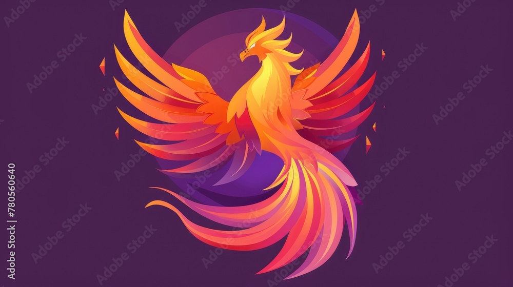 Illustration of phenix on purple background Illustration of phenix on purple background