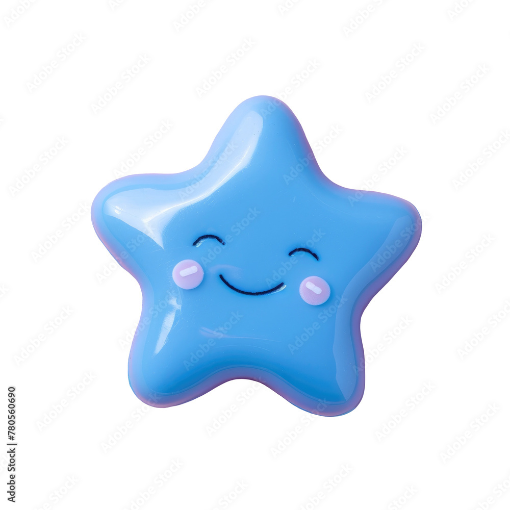 An electric blue star logo with a smiling face on a black circle background An electric blue star logo with a smiling face on a black circle background