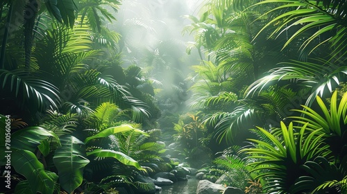 Lush rainforest background. Generative AI.