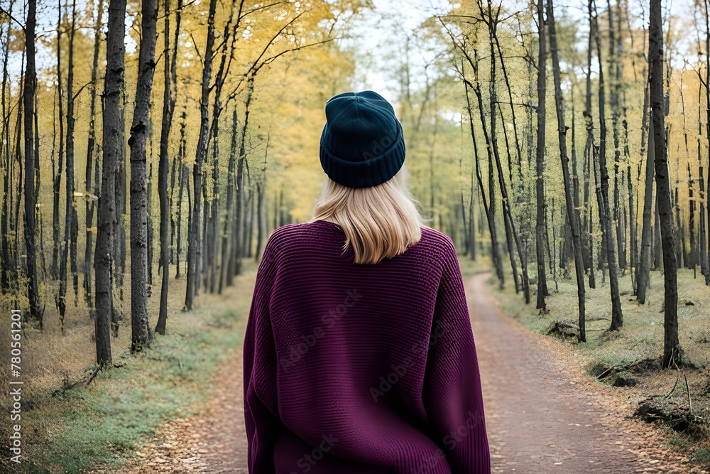 woman walks in the autumn forest woman walks in the autumn forest