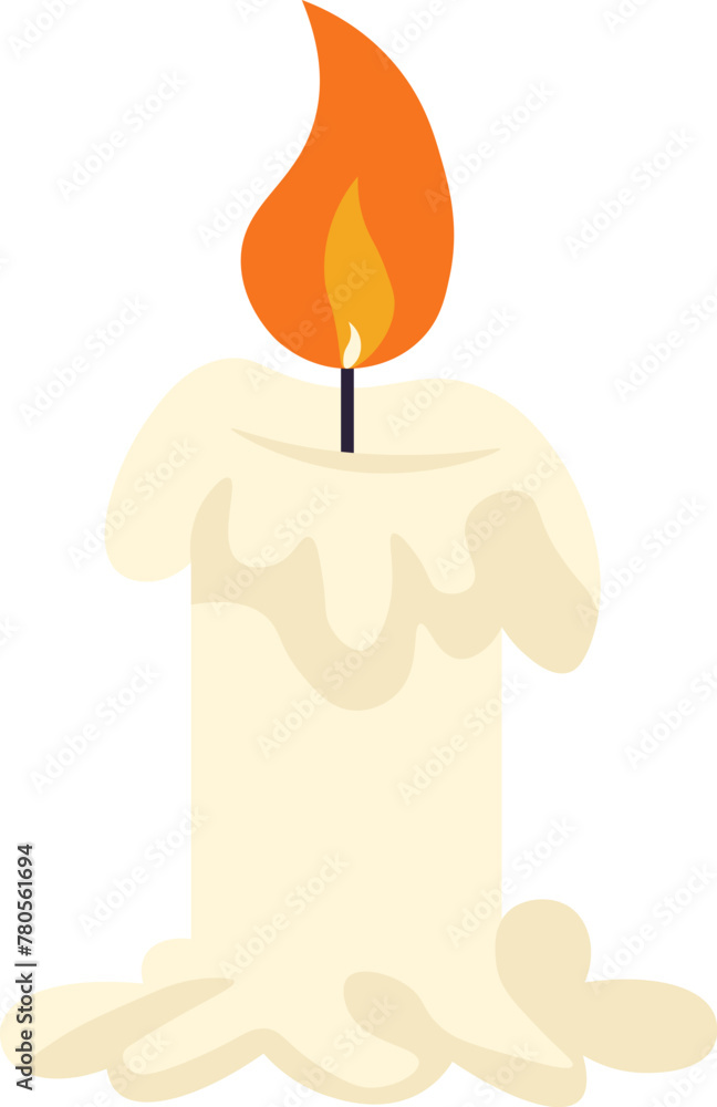 Obraz premium Lighted candle. Vector flat illustration