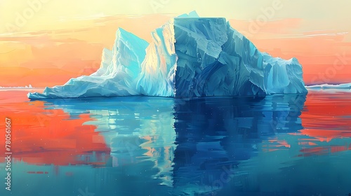 A majestic white iceberg, sculpted by nature, drifts in the frigid polar waters