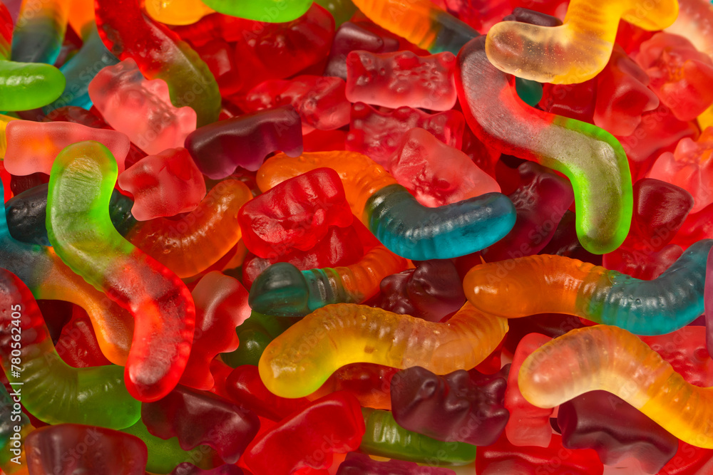 Assorted colorful gummy candies. Jelly  sweets.