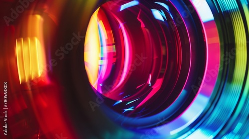 Closeup view of the optical path within a DSLR zoom lens