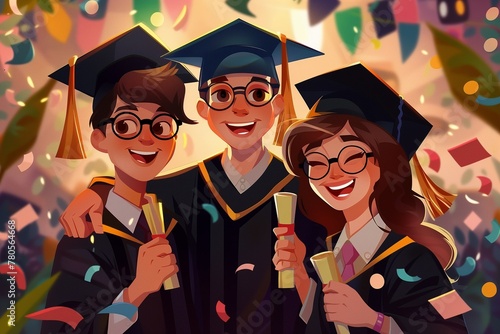 portrait of students in an academic cap, student, graduate in robes, graduatio photo