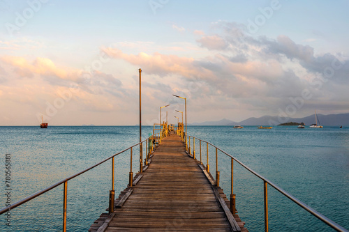 Wooden jetty on the sea of Thailand