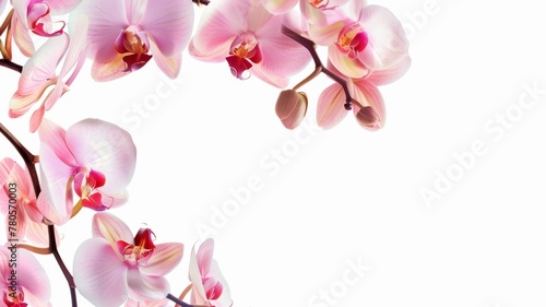 Pink Orchids on a Bright Minimalistic Background - Striking pink orchids with a pure minimalistic background  highlighting the flowers  sophisticated beauty