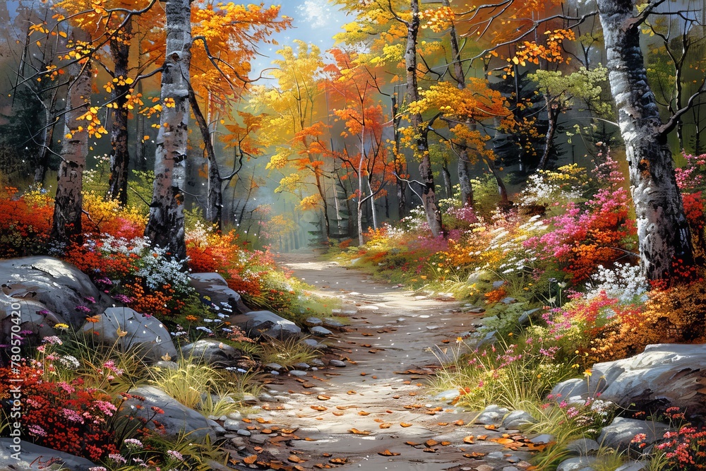 Fototapeta premium A Path Through a Forest Painting