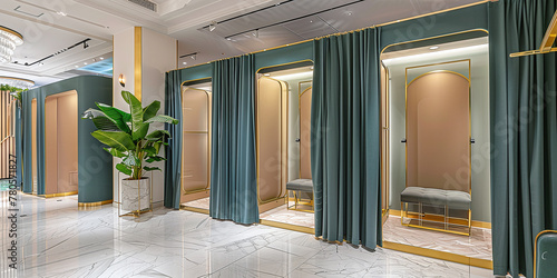 fitting rooms in a luxury clothing store, business concept
