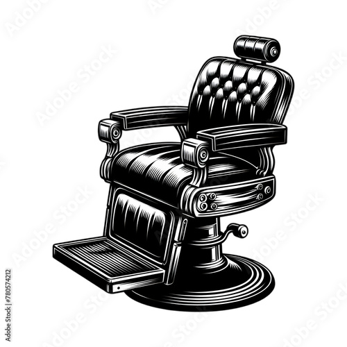 Black and white vintage barber chair isolated 