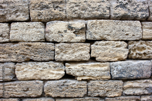 closeup of old stone brick wall