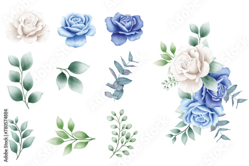 navy blue watercolor roses flowers