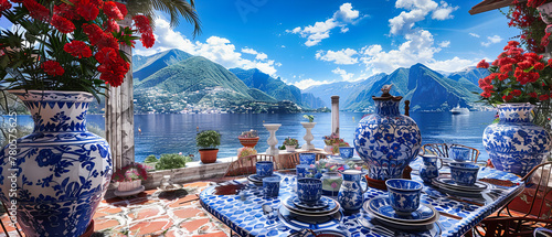 Idyllic Lake Como View, Picturesque Italian Villas and Lush Greenery, Embracing the Essence of Mediterranean Luxury