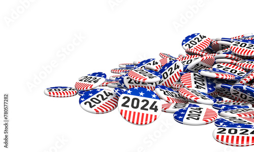 usa themed 2024 election buttons with flag designs