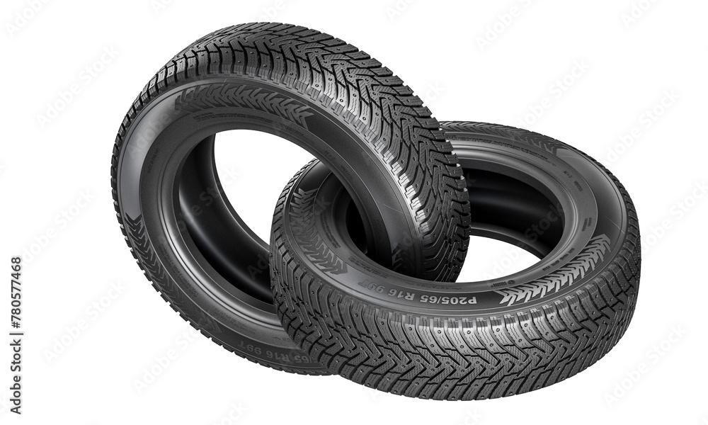 Stack of new car tires on white background Stack of new car tires on white background