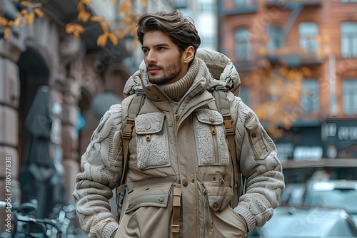 How to Layer a Down Vest over a Cable Knit Sweater and Cargo Pants with Style. Concept Layering Outfit Ideas, Fashion Tips, Styling Techniques
