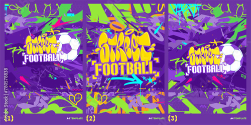 Abstract Trendy Hip Hop Urban Street Art Graffiti Style Soccer Or Football Vector A4 Poster Art