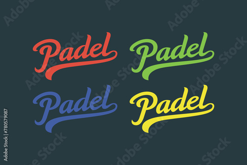 Padel text logo design vector