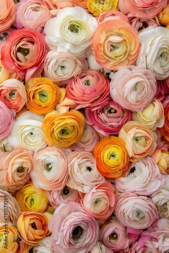 Colorful Ranunculus Blooms Close-Up - A Vibrant Floral Display